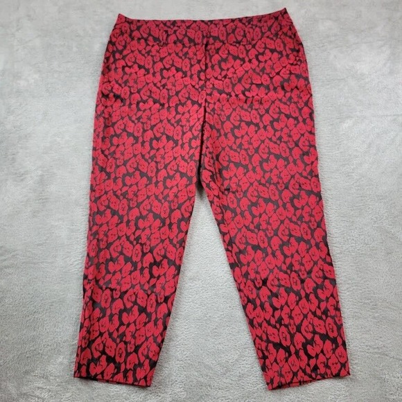 Lane Bryant Pants - Lane Bryant Pants Womens 22 Red Rose Petal Pattern High Rise Stretch Fits 42x28